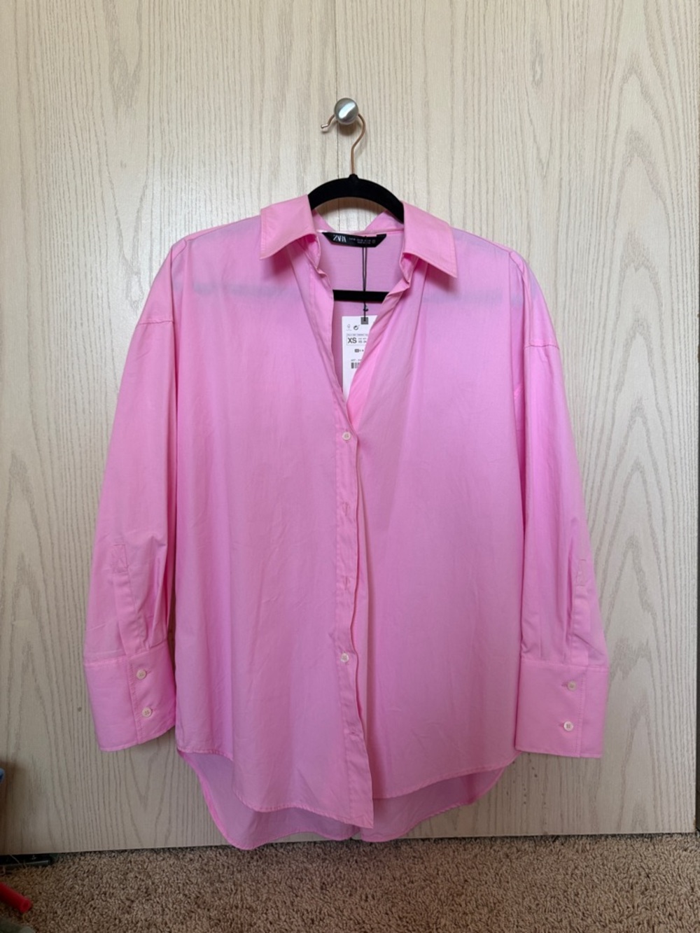 Zara Pink Oversized Button-Down Shirt